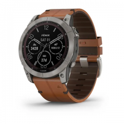 Garmin fēnix® 7X Sapphire Solar, Titanium with Chestnut Leather Band
