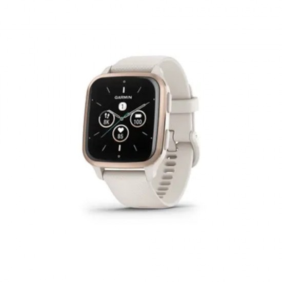 Garmin Venu® Sq 2 – Music Edition, Peach Gold Aluminium Bezel with Ivory Case and Silicone Band